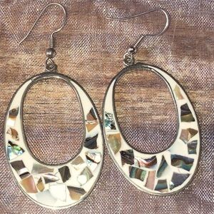 Alpaca Mexico Abalone mosaic earrings